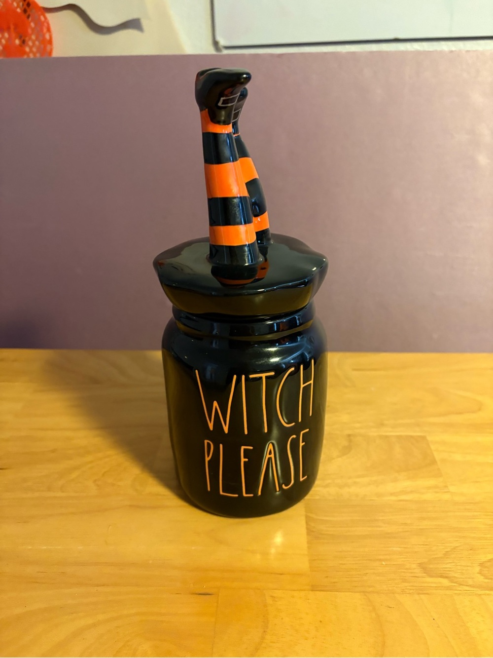 Rae Dunn Black & Orange 'Witch Please' Ceramic Canister